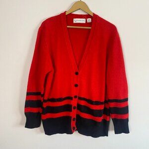 Vintage Evan Picone Lambswool Angora Blend Red and Black Cardigan